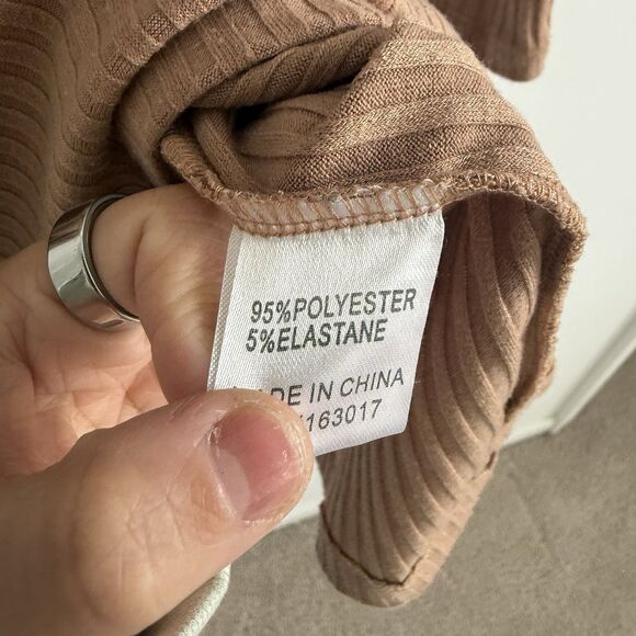 Princess Polly Knit Ribbed Brown Mini Dress Long Sleeve Minimalist Party Sz 8 - Picture 4 of 9